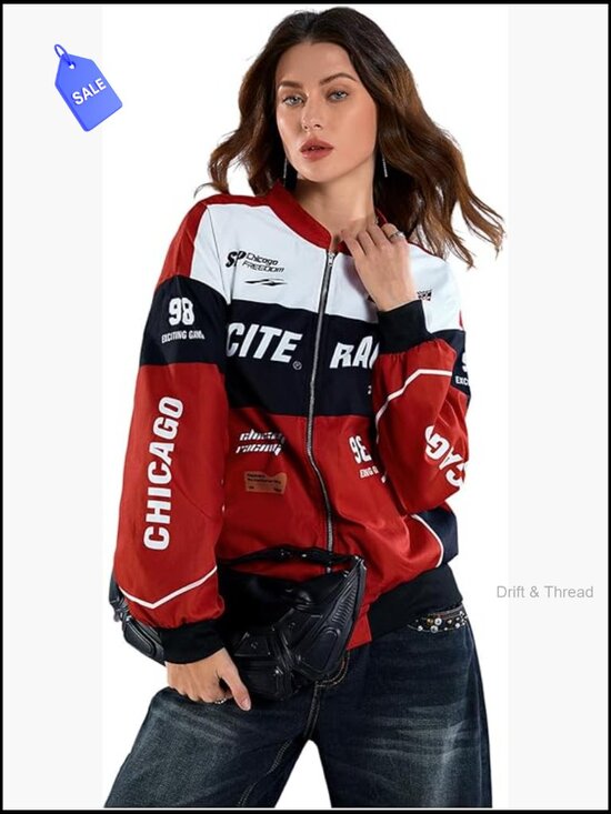 Jackets & Blazers - Y2K Color Block Bomber Jacket - Zip Up Streetwear